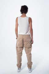 Haresquare Camel Cargo Pants – unisex luxury streetwear with utility design and premium fabric, designed in Ireland