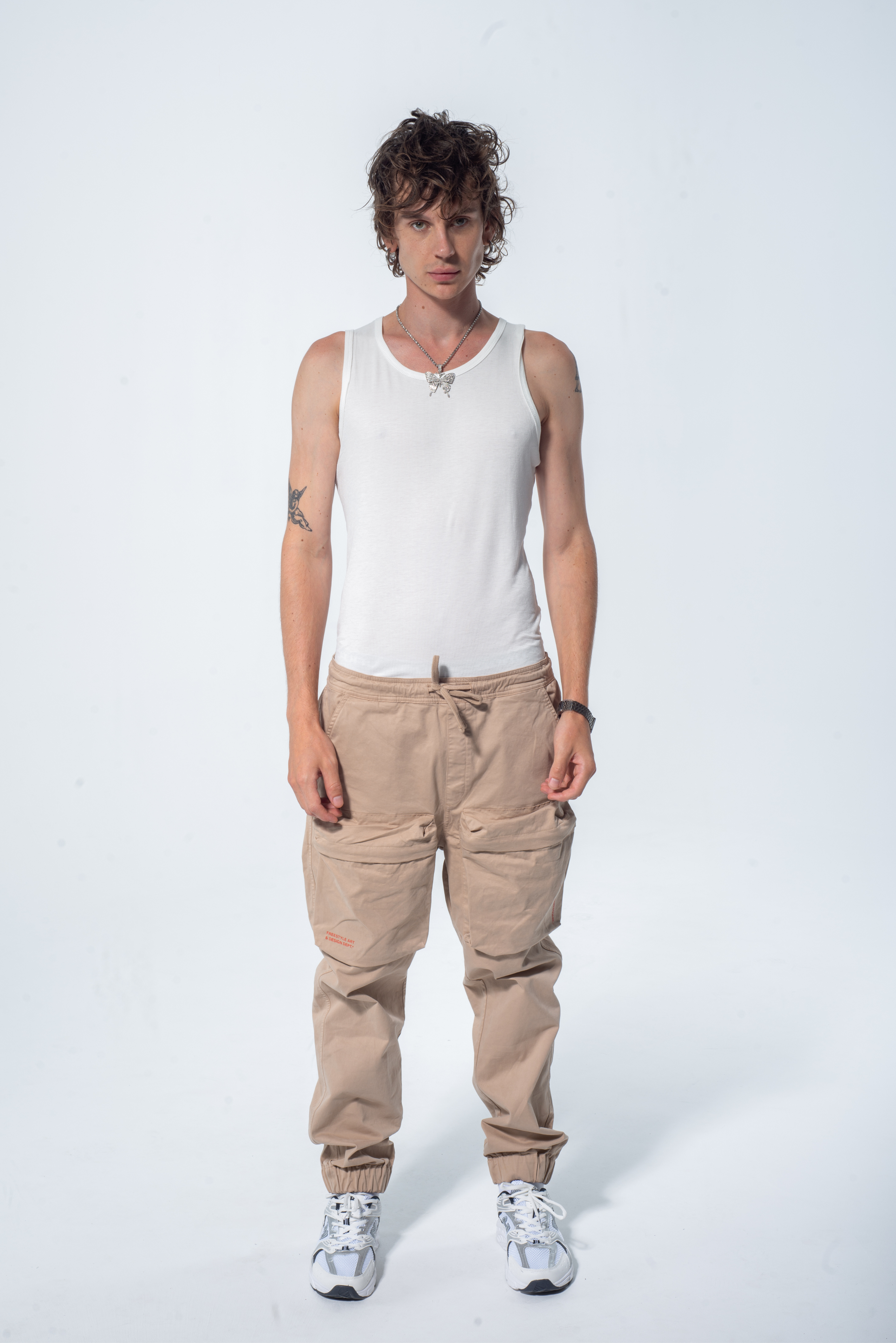 Haresquare Camel Cargo Pants – unisex luxury streetwear with utility design and premium fabric, designed in Ireland