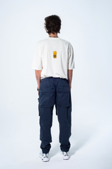 Haresquare Blue Cargo Pants – unisex luxury streetwear with utility design and premium fabric, designed in Ireland