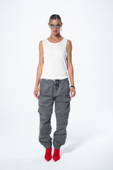 Haresquare Grey Cargo Pants – minimalist unisex streetwear with a luxury finish and modern utility design, designed in Ireland