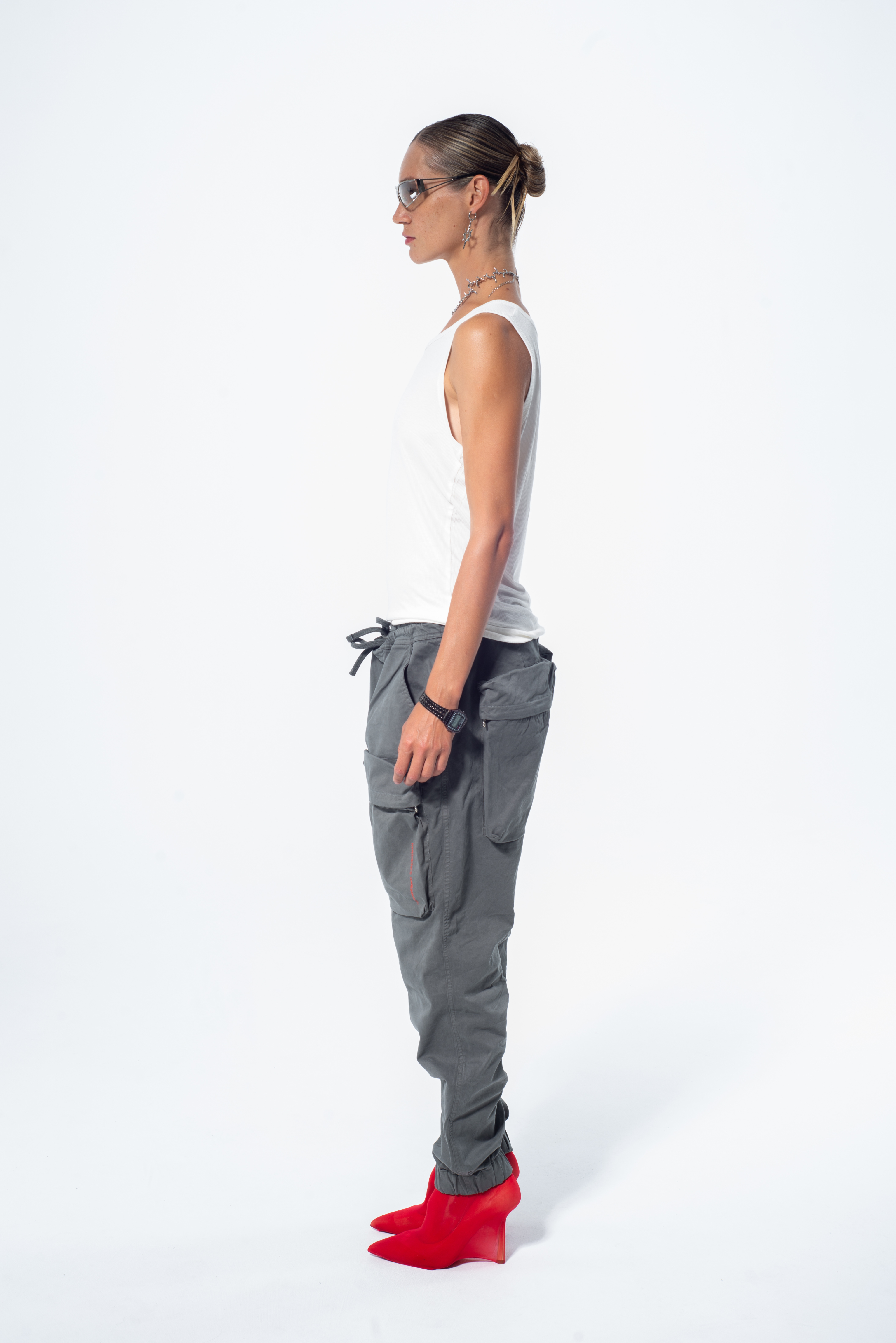 Haresquare Grey Cargo Pants – minimalist unisex streetwear with a luxury finish and modern utility design, designed in Ireland