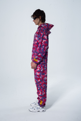 Model in the Haresquare Pink Camouflage Tracksuit – unisex luxury streetwear from Ireland.